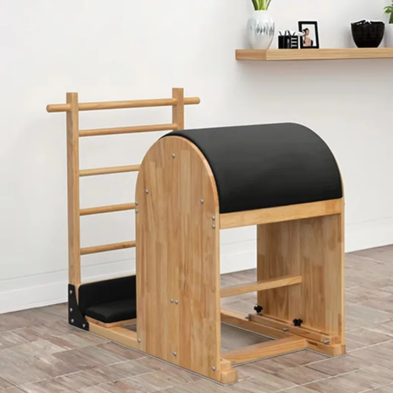 YTYIN Oak Rubber Wood Ladder Barrel Soft Leather Sponge Padded Pilates Equipment For Studio Use