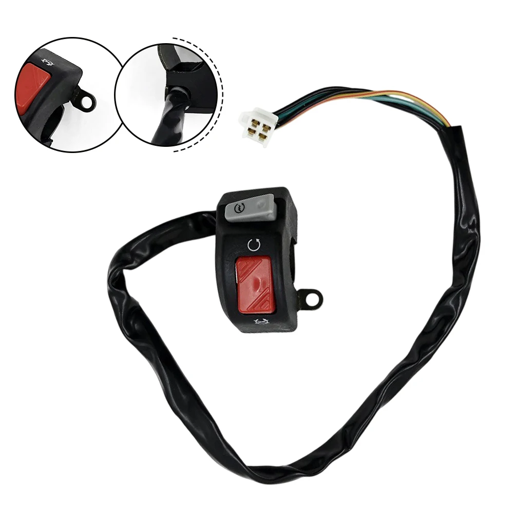 1 Pcs 12V Motorcycle Switch Handlebar Fog Light Start Button ABS Black Easy Install Fit Most Bike Electric Vehicle Tric