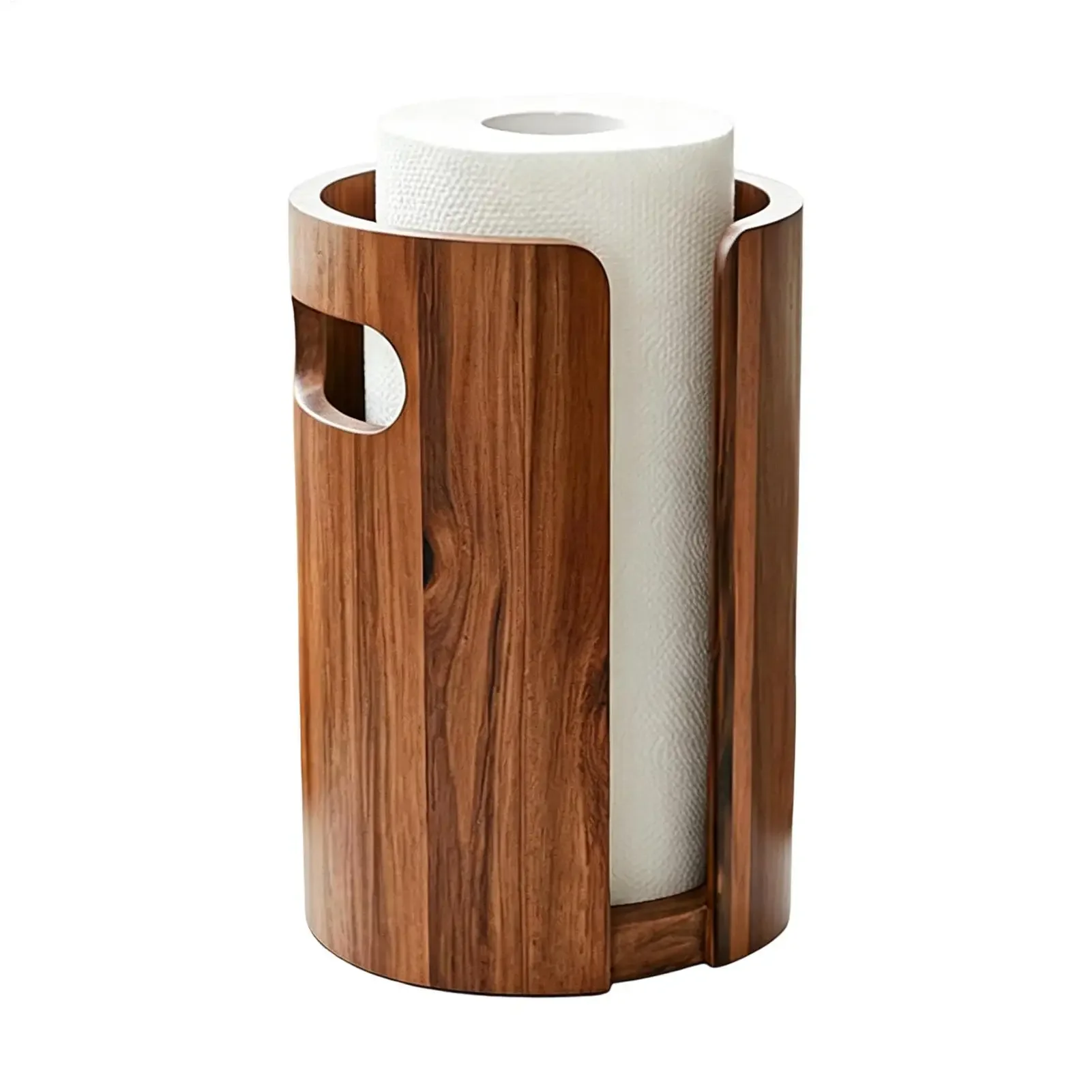 Paper Towel Stand Wooden Storage Organizer Paper Roll Holder for Bathroom Cabinet Desk Dining Room Office Home Apartment RV