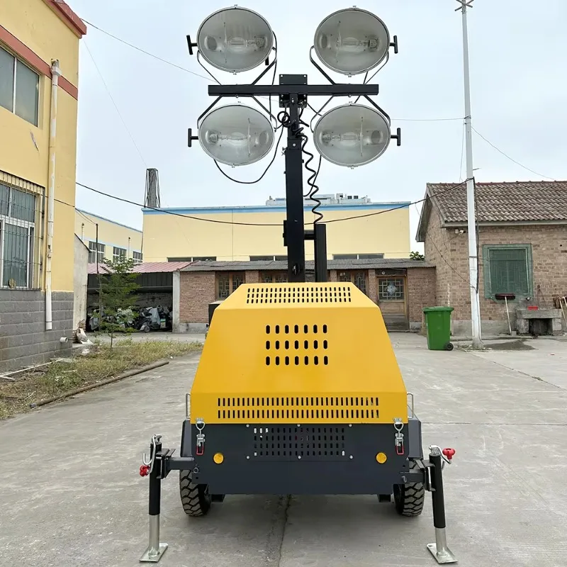 Customize 9m Mast 4x400W Towable Mobile Light Tower with 7.5kw Diesel Generator