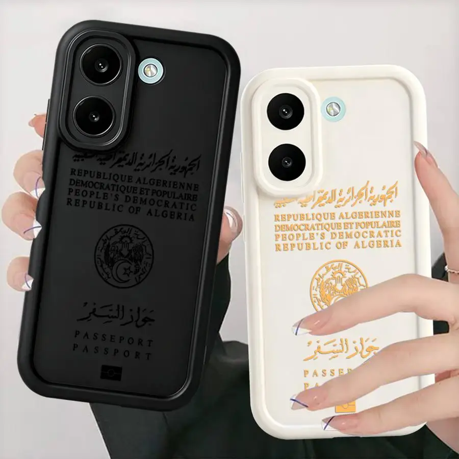 غطاء هاتف بتصميم جواز سفر جزائري لهواتف شاومي Poco F8 C85 4G X3 Pro C50 C61 C51 X3 NFC