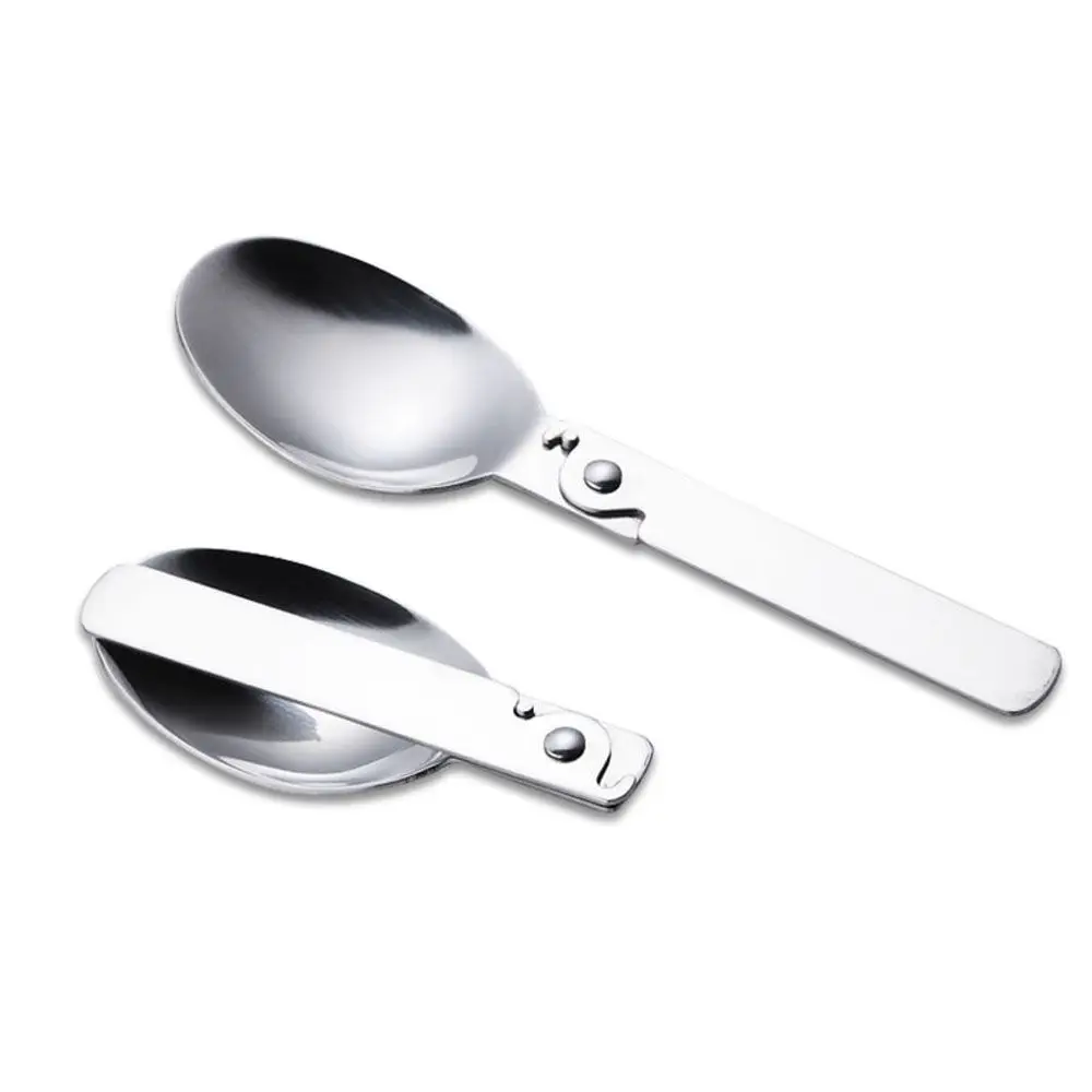 Stainless Steel Folding Spoon Portable Travel Tableware Soup Spoon Ice Cream Dessert Spoon Coffee Tea Spoon Kitchen Tool