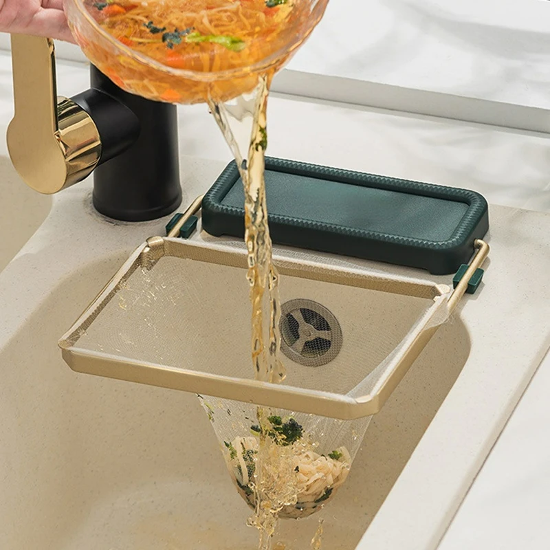 Leftovers Filter Holder Kitchen Sink Strainer Drain Rack Sponge Towel Shelf Garbage Drainer Vegetable Fruit Storage Accessories