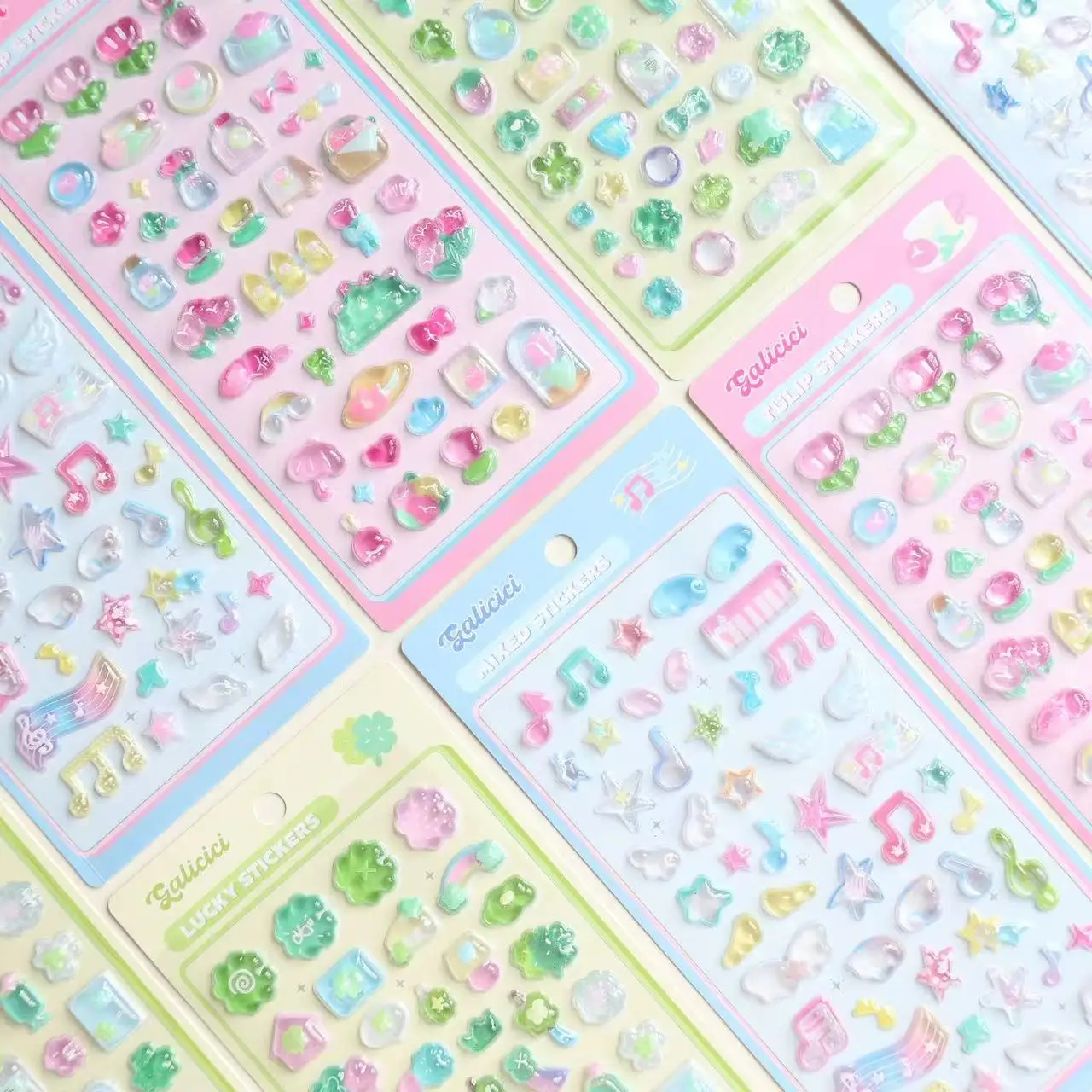 1 Stück/3 Stück Koreanischer Dreidimensionaler Vierblättriger Klee Tulpen-Kristall-Aufkleber Niedliche Handyhüllen-Dekoration Geprägte Aufkleber – Detail 2