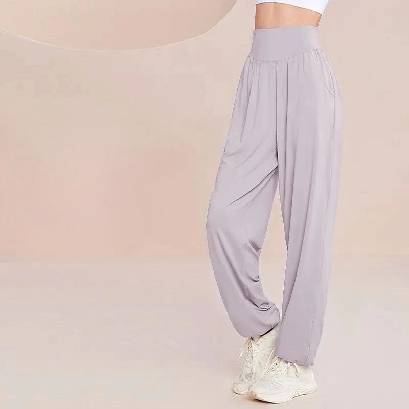 Loose Sports Women High Waisted Slim Fitness Casual Drawstring Professional Running Draped Breathable Yoga Pants Leggings