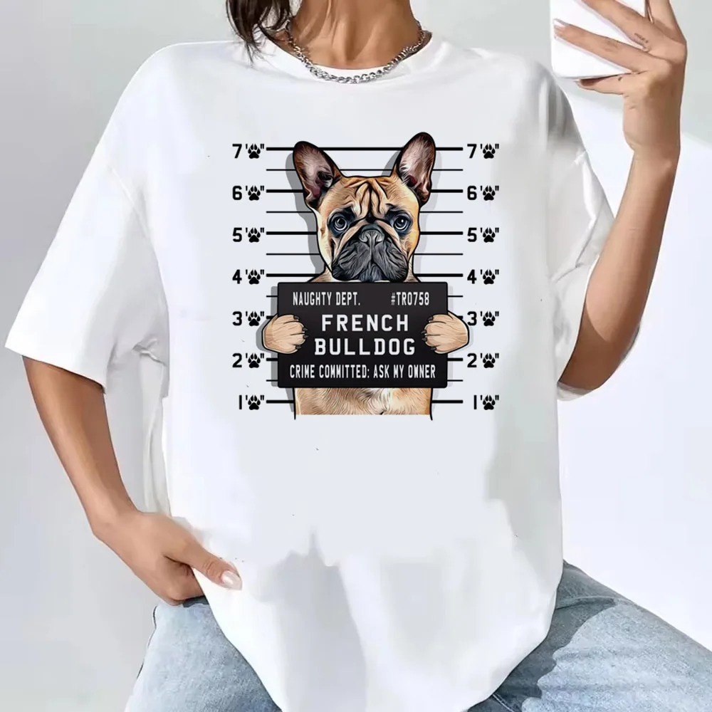 French Bulldog top tees women Colorful Retro Pastel Comfortable tshirt Psychedelic Pop Culture Gothic Digital hip hop 80s