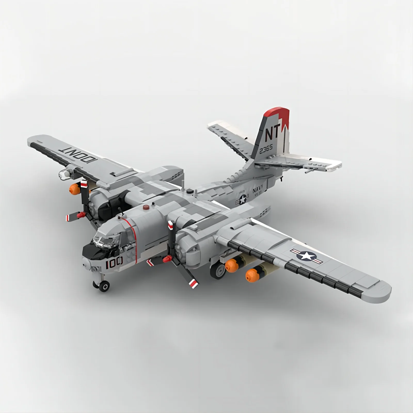 Military 1/35 Scale S-2 Tracker Fighter Assembled building block toy (stickers not included)