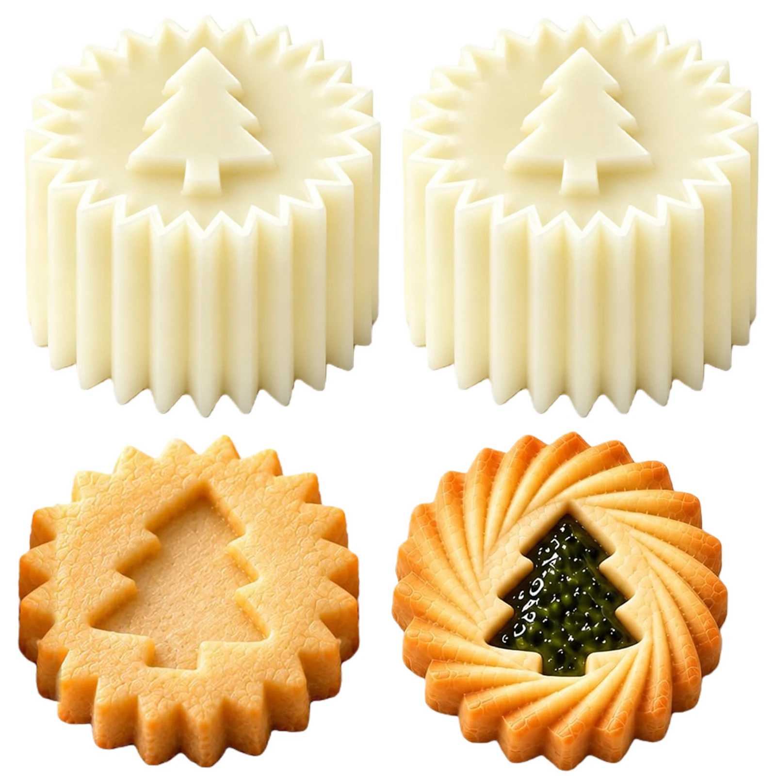 2-in-1 Double-Sided Pastry Cookie Stamp Press ABS Baking Tool 55mm