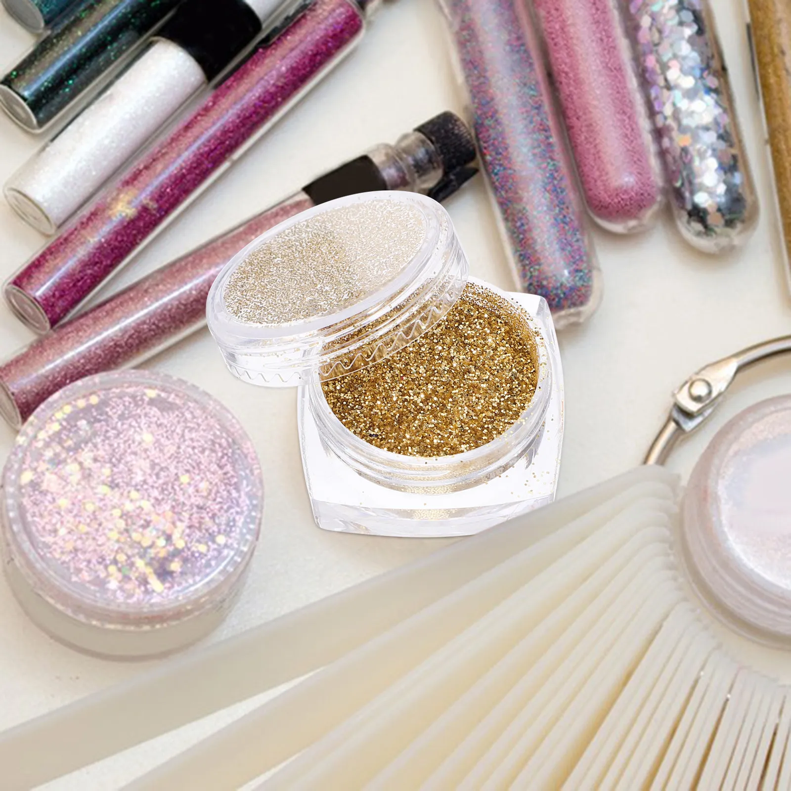 2Pcs Eyeshadow Pigments Set Silky Shine Glitter Formula All Day Lasting for Cat Eye Eye Runway Looks Gift Ready Makeup