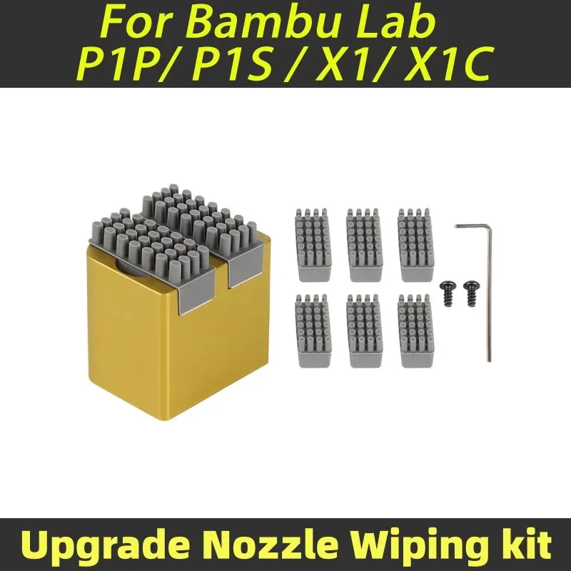 

High Temperature Resistant Aluminum Silicone Wiper Assembly for Bambu X1 P1S Upgraded Dual Filament Wiping Nozzle 3D Printer