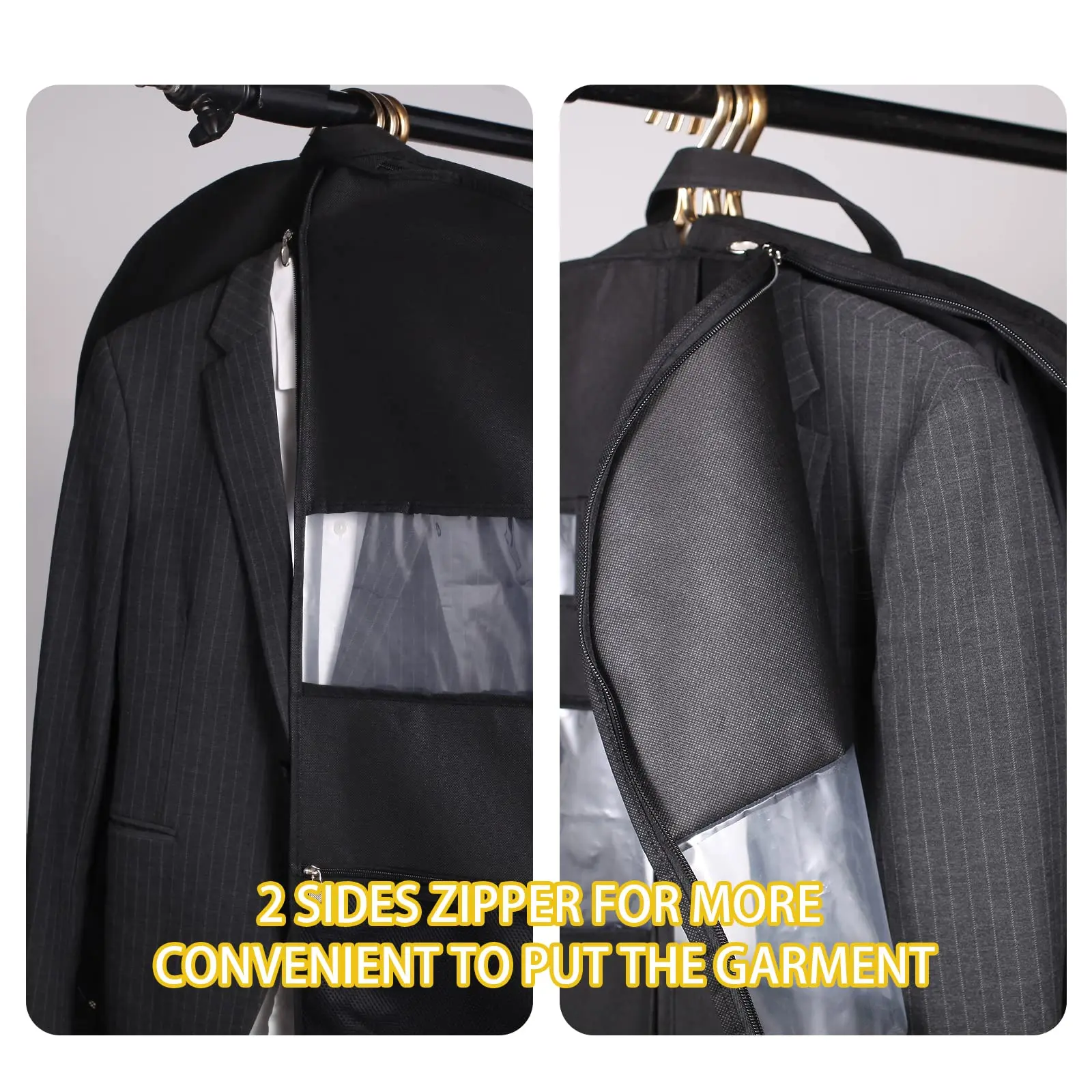 Garment Bags for Travel,Hanging Garment Bags for Men,Double Sides Zipper & Large Mesh Pockets,Monogrammed Closet Clothes Storage