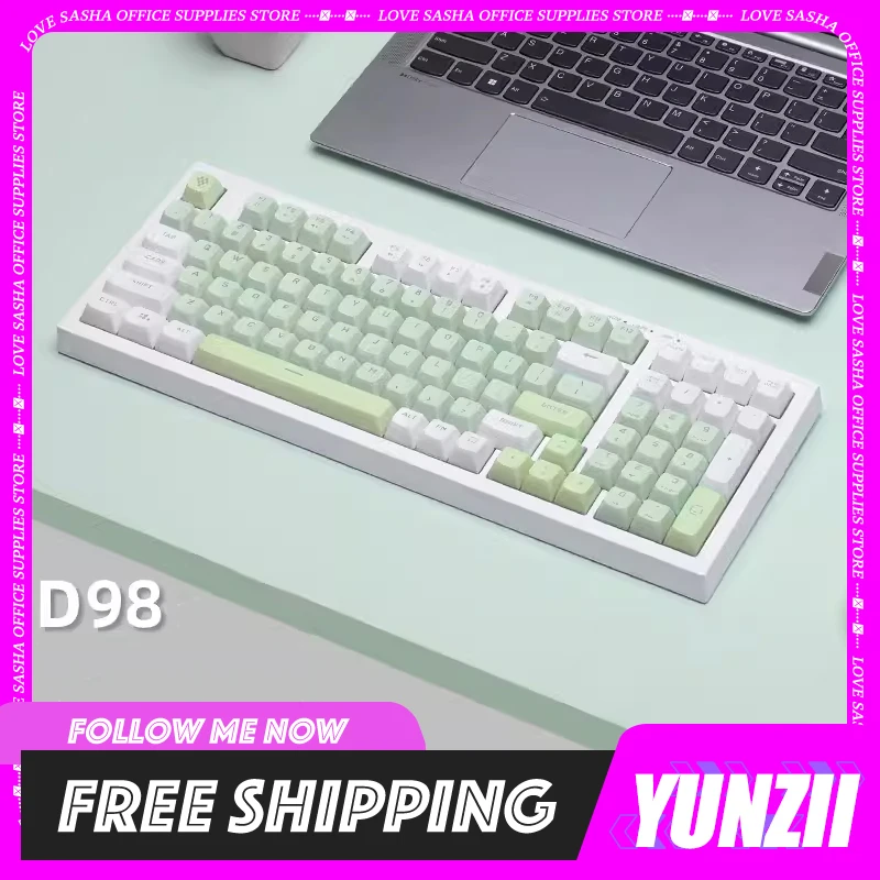 

Yunzii D98 Mute Keyboard 98% Wired Pbt Rgb Customization Mechanical Keyboard Type-C Computer Accessory For Office Gifts