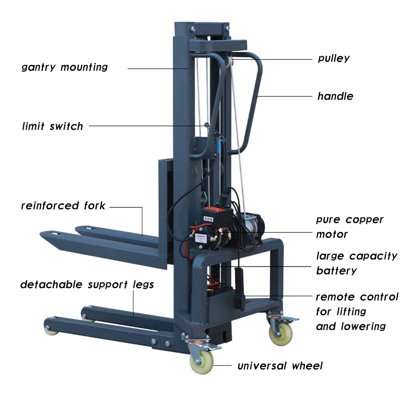 Light Box 500kg 1.2m Stage Construction Detachable on Board Portable Mini Electric Forklift Exclude Battery