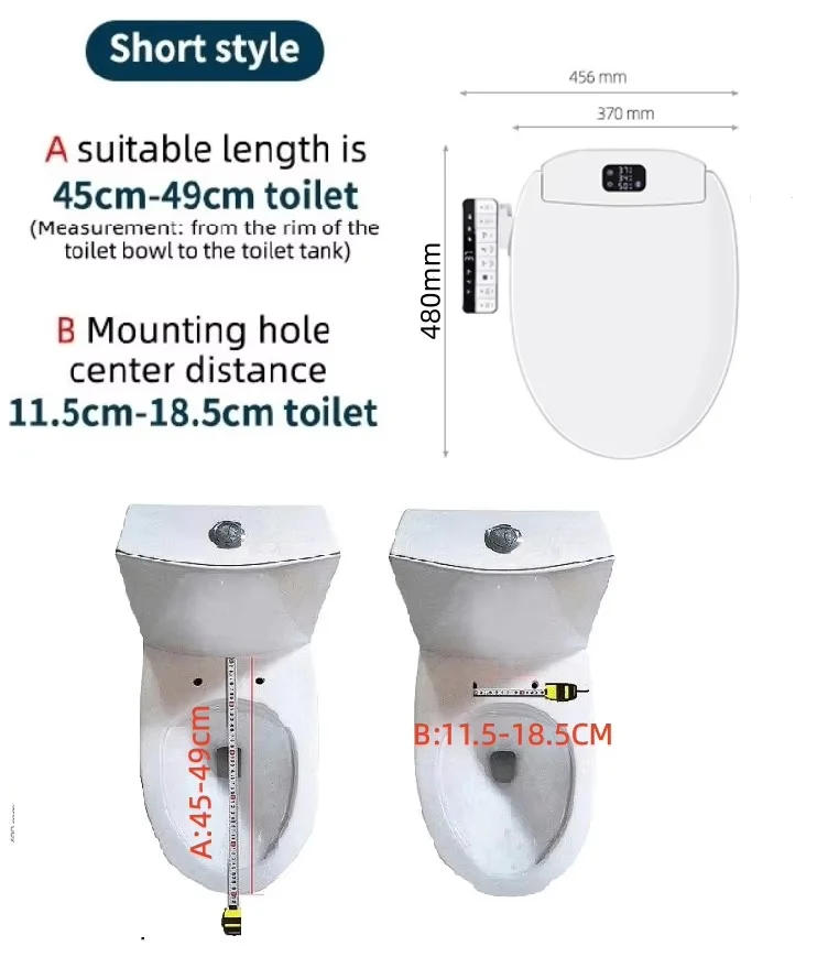 Slimme bidet-toiletbril met digitaal display, direct warm water, verwarmde luchtdroger, afstandsbediening, vrouwelijke reiniging, 2 filters