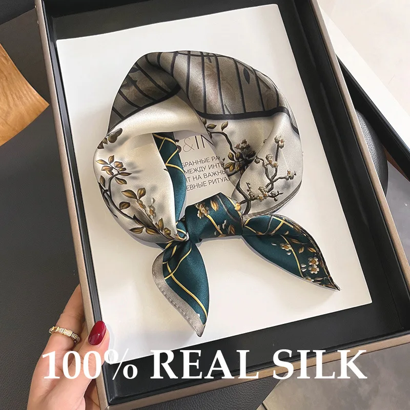 

100% натуральный шелковый платок для женщин, квадратная повязка на голову, бандана, модный хиджаб 2026, пончо, пашмина, женский фулярд, шаль, накидка