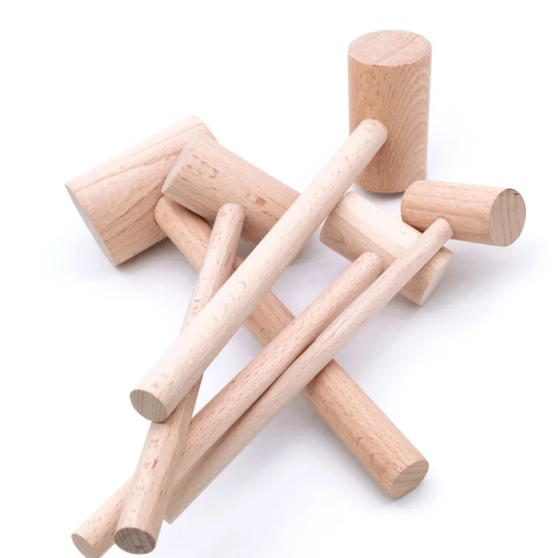 Mini Wooden Hammer Toy DIY Handmade Toys Crafts Wood Mallets Baby Educational Children Flat Toy Mallet