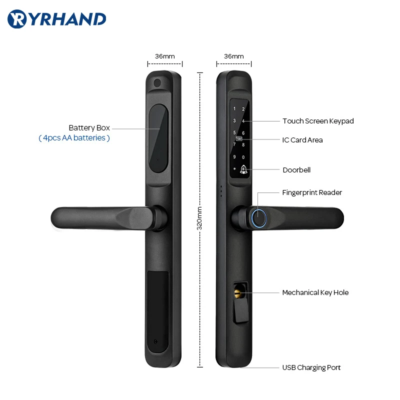 Imagem -04 - Nova Tuya Wifi App à Prova Impermeável Água Inteligente Fechadura da Porta de Alumínio Fechadura Biométrica Impressão Digital Maçaneta da Porta Digital Keyless Lock para Vidro