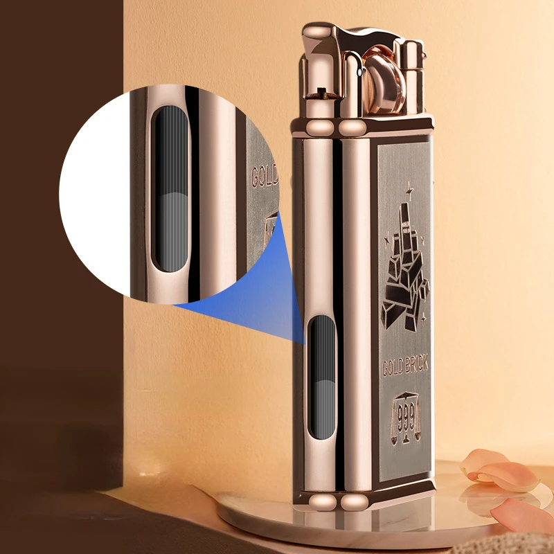 Inductive Band Light Battery Ignition Butane Gas Lighter, Windproof, Visible Gas Bin, Creative Cigar Smoking Accessories