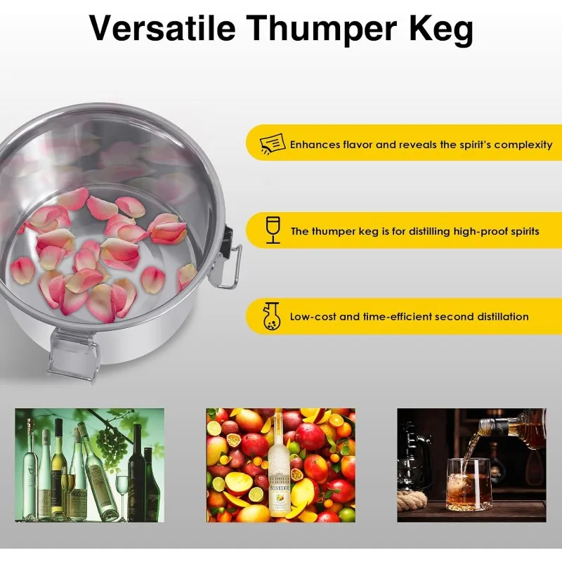 أداة تقطير الكحول سعة 19 لترًا، أنبوب نحاسي من الفولاذ المقاوم للصدأ، براندي ويسكي للمشروب المنزلي #2