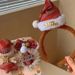 Christmas Hairpin Cute Christmas Hair Accessories Female Plush Bow Autumn And Winter Washed Christmas Hair Band Jewelry Hairband