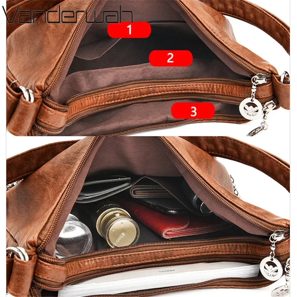 3-in-1 damesrugzak Bagpack Vintage damestas Retro Pu-leer Dames Casual Tote Designer schoudertas Dameshandtas Sac