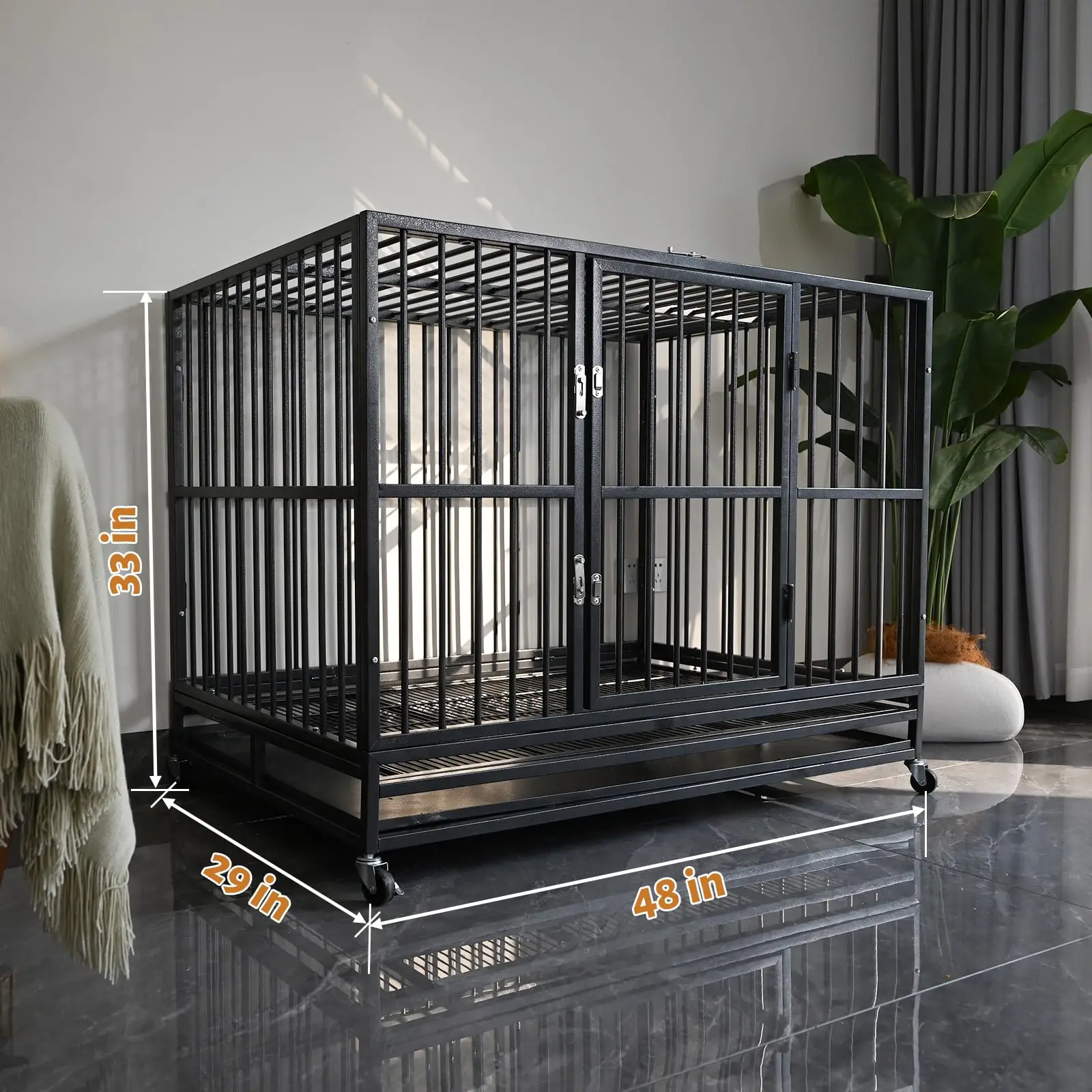 New Type Stackable Pet Dog Crate House Anti-Chew Wheeled Dog Cage Metal Kennels With Casters For Dogs