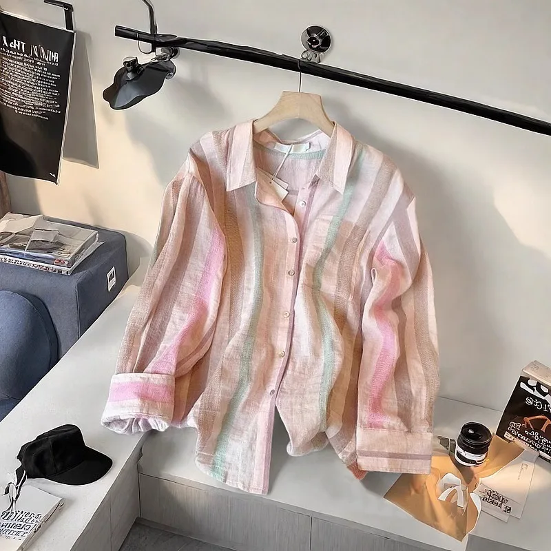 

Повседневная шикарная полосатая мужская одежда с воротником свободного покроя на одной пуговице, весенне-осенняя модная одежда для молодых взрослых, теплая одежда