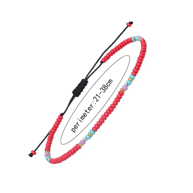 Boho Women Glass Beads Woven Anklet Beaded Bracelet On The Leg Beach Barefoot Foot Jewelry Handmade Rope Thread Weaving Braid