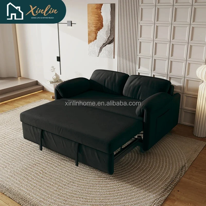 

54-дюймовый бархатный двухместный диван — выдвижная кровать 3-в-1 для гостиной и спальни