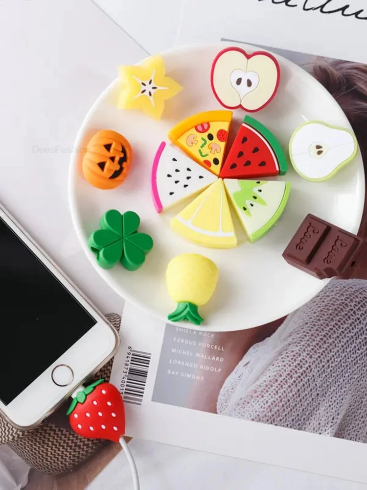 1pcs Fruit Shape Cable Protector Protective Sleeve Cute Anti-breakage Data Line Mobile Phone Charging Cable Protector For iPhone