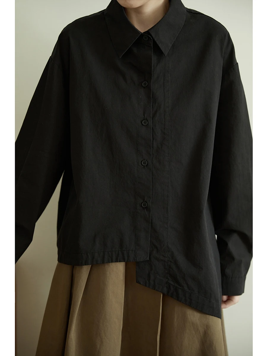 

Chuan Bai уникальный дизайн Long Sve Bla irt женский весенне-летний новый Sle японский ретро свободный крой из хлопка сладкий Sle