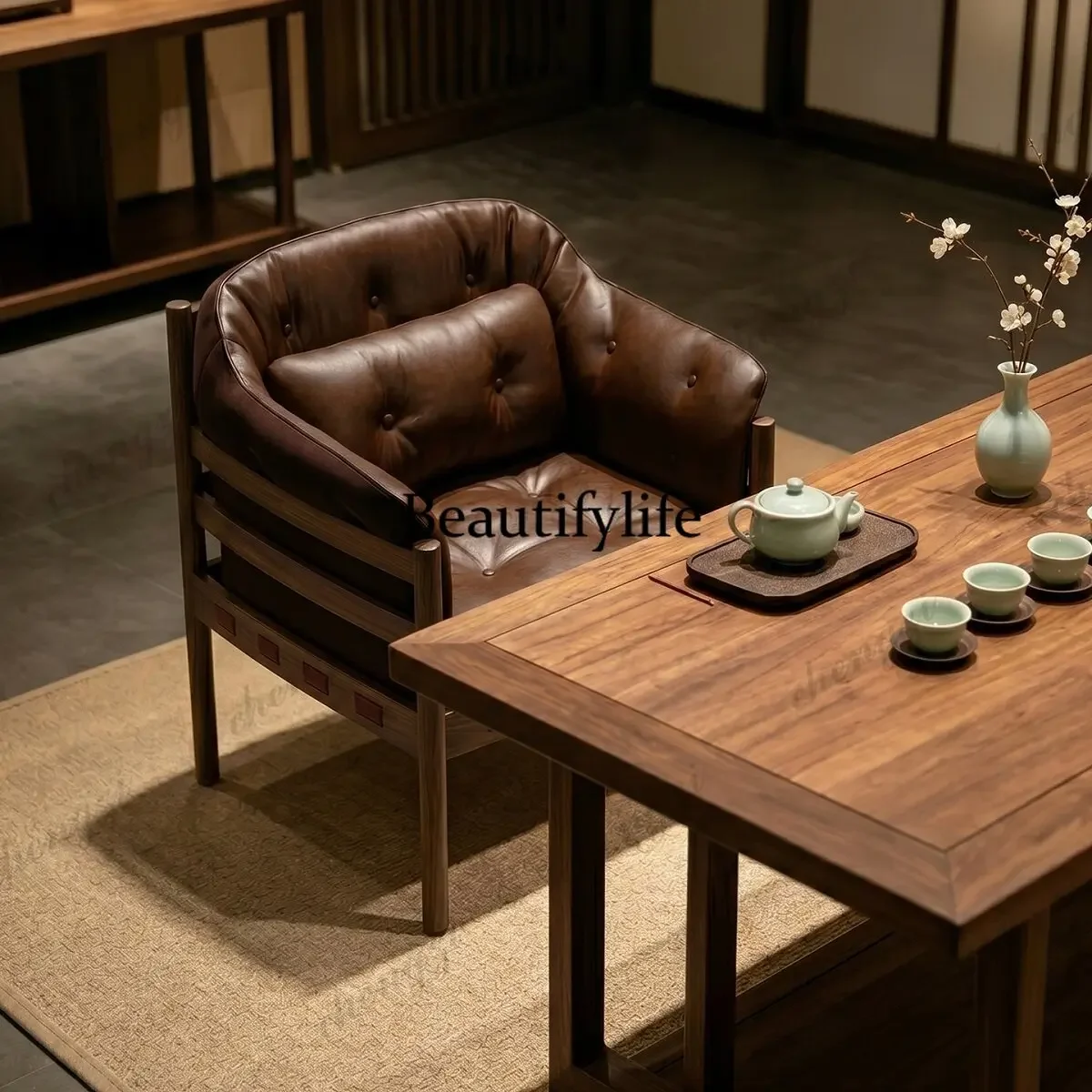 A4567 Medieval hunting chair tea room leisure master chair old money retro tea   living room balcony single sofa chair