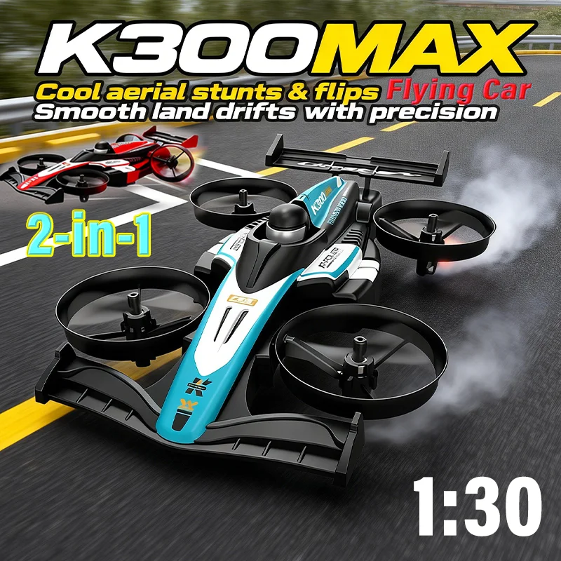 Mini Drift Drones 2-in-1 Sky Ground Stunt Vehicle 1:30 Scale Flying Car Quadcopter Remote Control Race Toy for Kids Adults Gifts