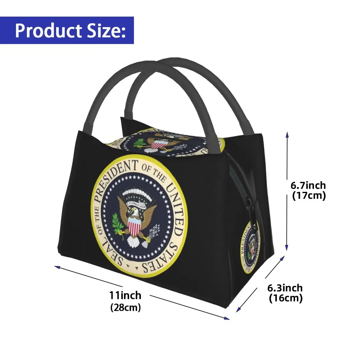ختم رئيس الولايات المتحدة أكياس الغداء معزول بينتو صندوق مقاوم للماء حقيبة الغداء نزهة أكياس برودة حقيبة حرارية