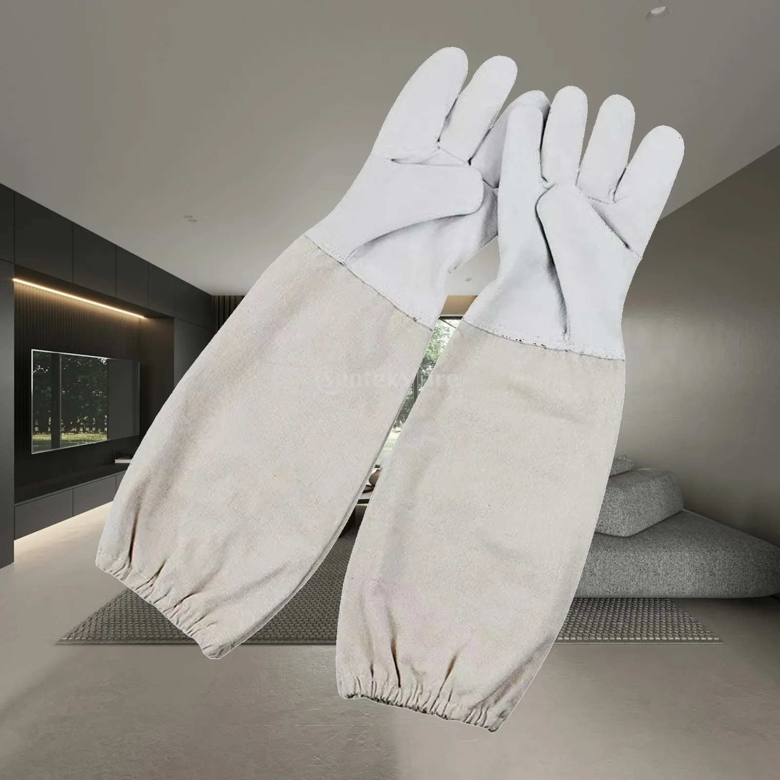 Reusable Beekeeping Gloves for Adults PU Leather Anti Scratch Beekeeper Gauntlets Long Sleeves Protective Equipment for Women