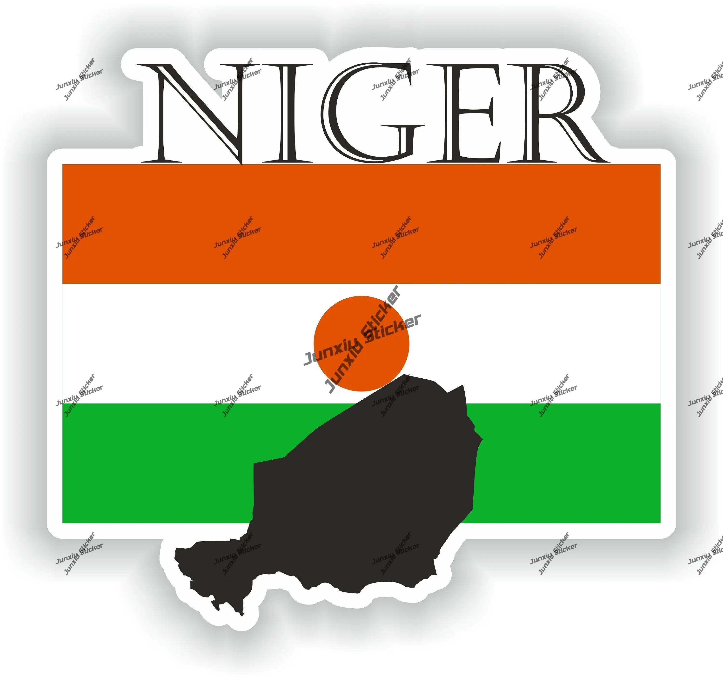 Niger Sticker Coat of Arms of Nigerian Flag with Map Badge Waterproof Decal Decor for SUV Window Car Bike The Whole Body Decals