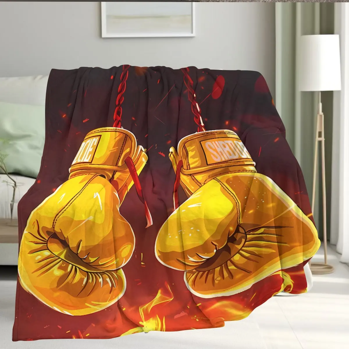 Super Soft Boxing Gloves Flannel printed blanket suitable for all seasons suitable for living room office sofa and travel