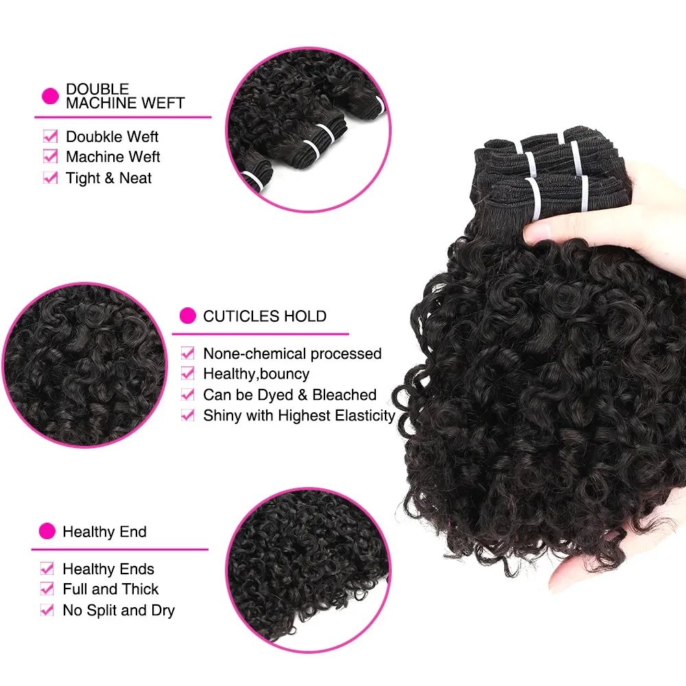 عابث حزم الشعر البشري المجعد عميق مجعد الشعر حزم البرازيلي الخام الشعر النسيج 8-2 بوصة فضفاض موجة عميقة حزم #3