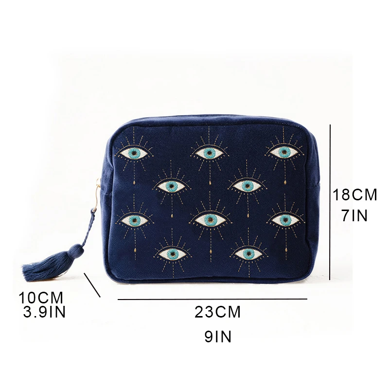 حقيبة مكياج محمولة مطبوعة برسوم كرتونية مخملية، منظم تخزين مستحضرات التجميل بسحاب، حقيبة غسيل للسفر، حقيبة مستحضرات التجميل