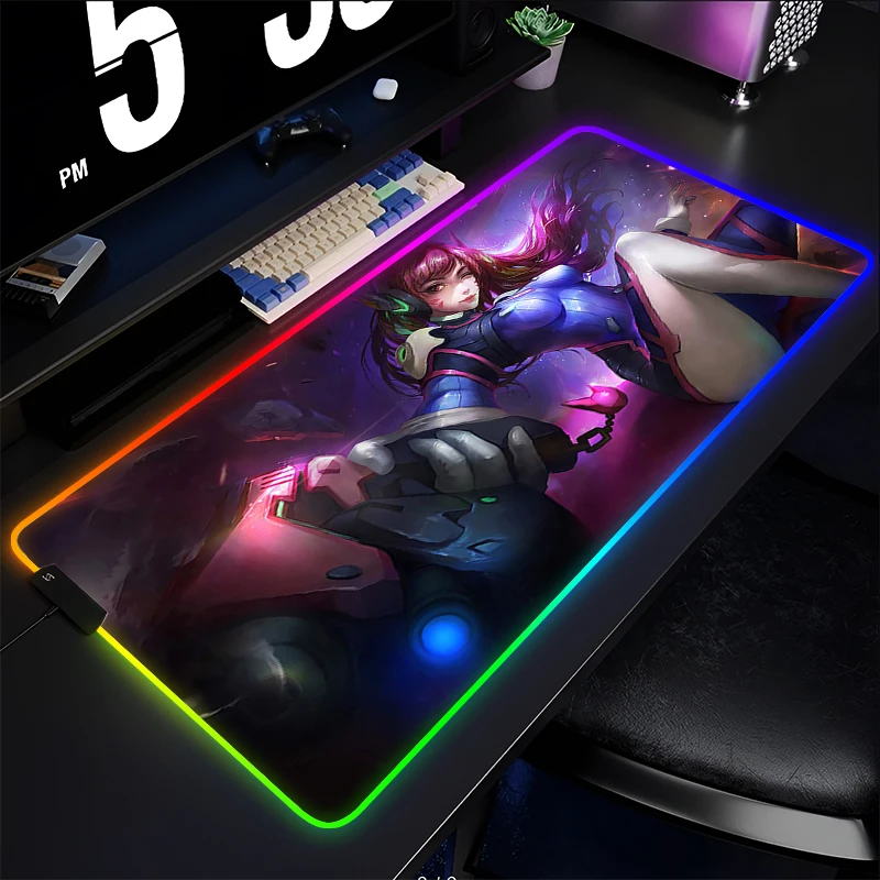 

Mouse Pad Anime Carpe LED PC Gamer Computer Overwatch D.Va Mousepad Varmilo Keyboard Pad RGB Laptop Gaming Accessories Desk Mat