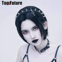 Girl Vintage Tuku y2k girl women gothic lolita cosplay Harajuku Punk PU leather spike hairbands hairband hair hoop