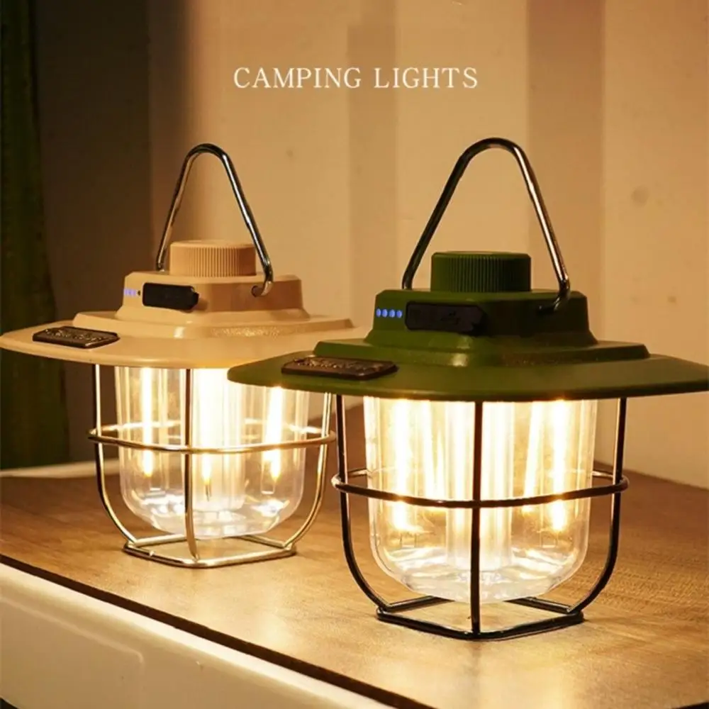 LED Camping Lamp Retro Hanging Tent Lamp Waterproof Dimmable Camping Lights 2000mAh Battery Emergency Light Lantern for Outdoor