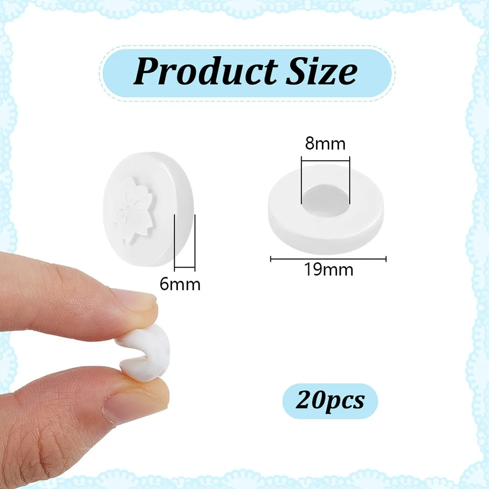 Button Covers for Jeans Round with Sakura White 19x6mm Inner Diameter: 8mm