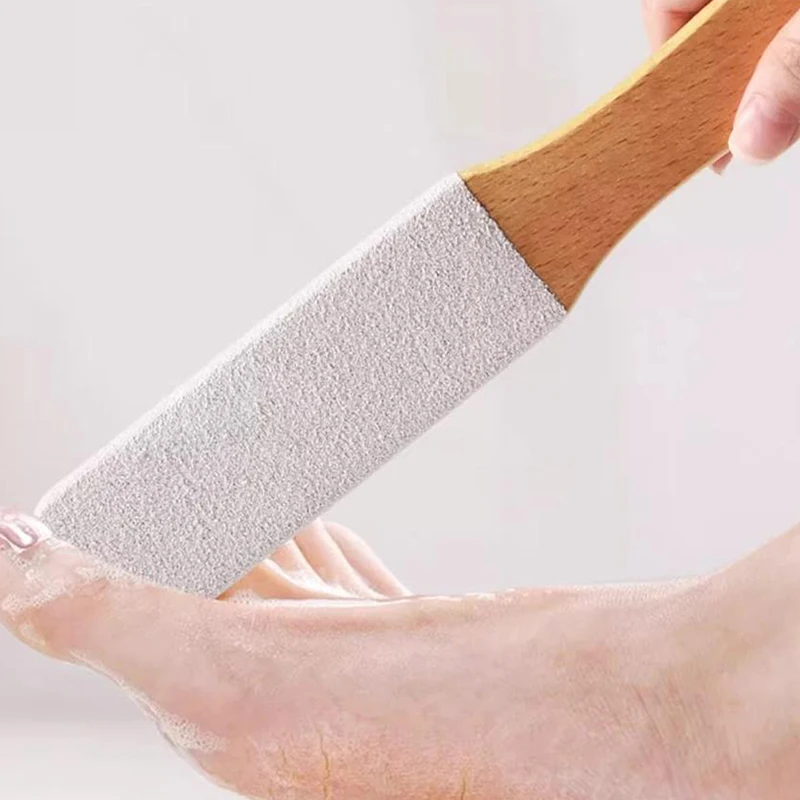 Bamboo Handle Foot File 360° Natural Pumice Stone Exfoliator Professional Pedicure Tool For Callus Removal Dead Skin Foot Scrubb