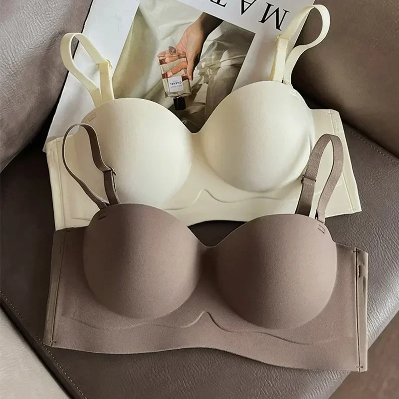 Wavy Line Jelly Underwear To Push Up Small Breasts Without Wire Rings Without Trace Women's Fixed Cup Bra Strapless Women Bra