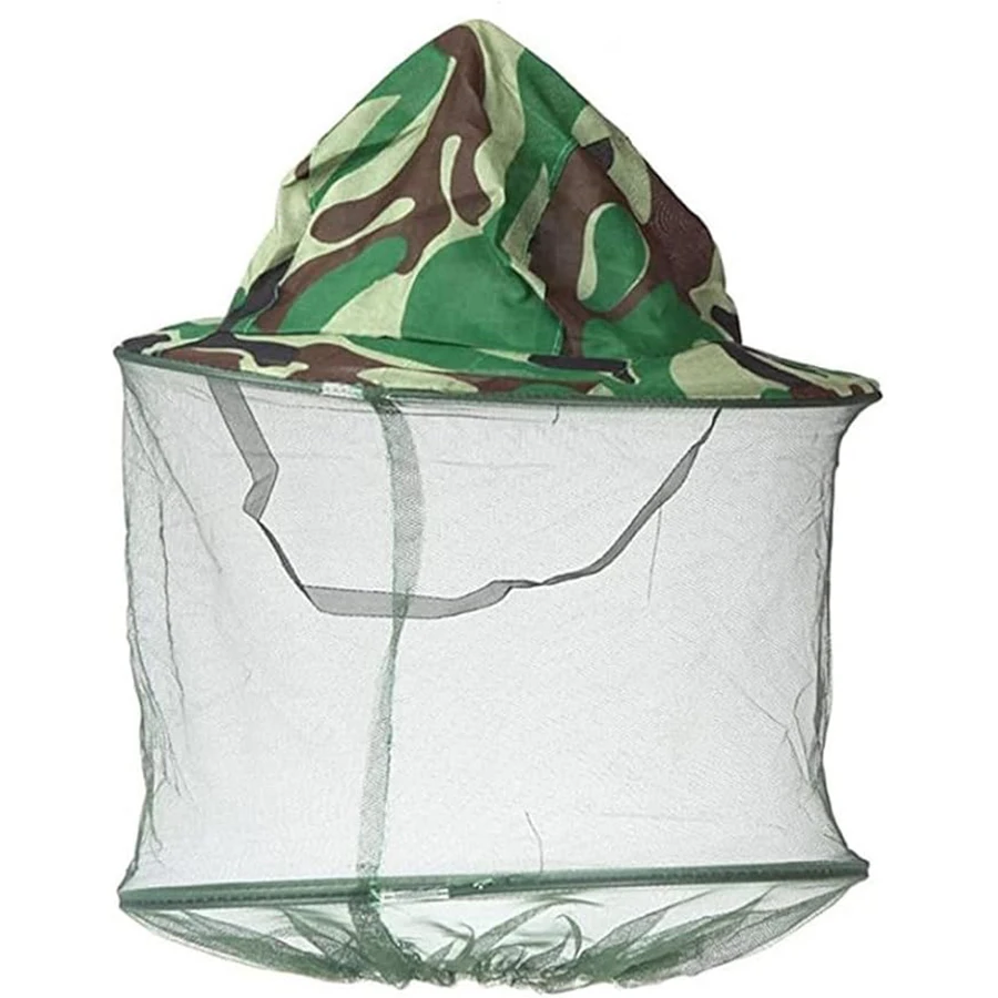 Camouflage Beekeeper Beekeeping Cap Hat with Head Net Mesh Face Protection Outdoor Fishing Equipment Beekeeping Supplies