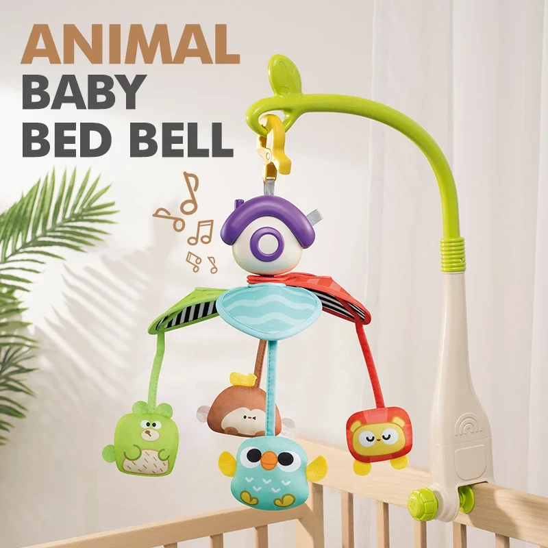Muzikale babybedjebel Zacht katoen Cartoon dier Hangend speelgoed met afstandsbediening Akoestisch-optisch mobiel nachtkastje Speelgoed Kindergeschenken
