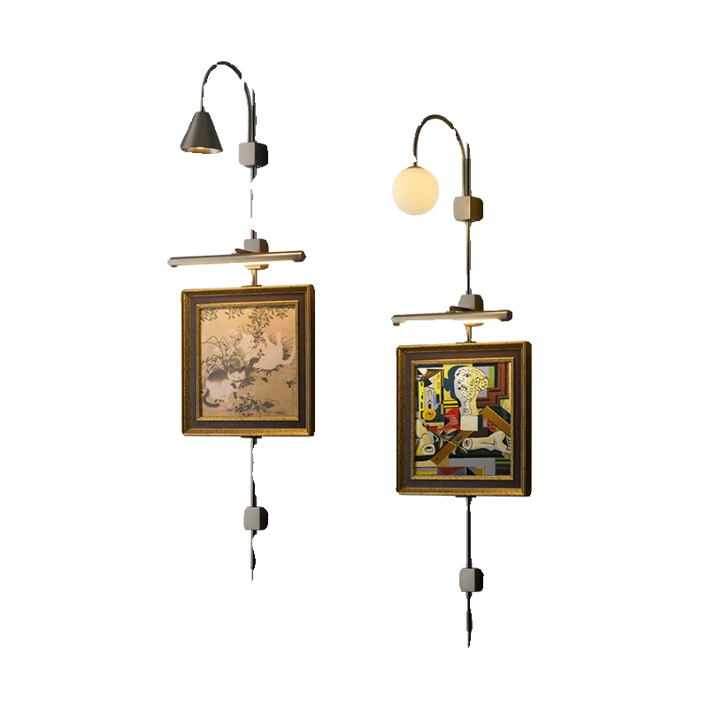 

French lighting decoration painting antique living room hanging painting lamp dining room retro mural lamp corridor