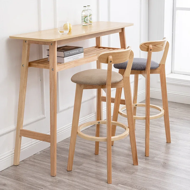  Modern Simple Solid Wood Dining Chairs Versatile Semi-Bar Kitchen Stools with Solid Back High-Quality Furniture Design