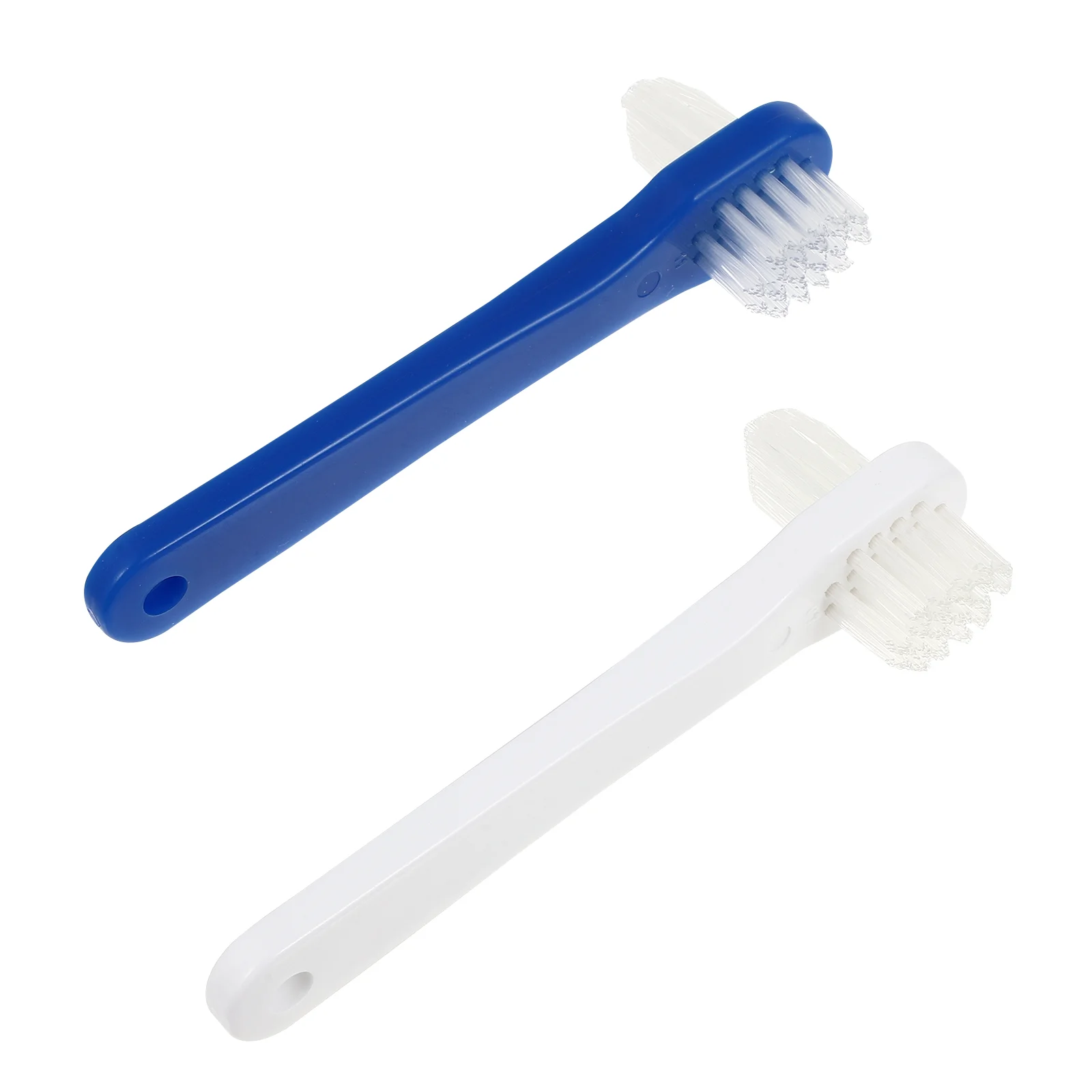 2 Pcs False Teeth Cleaner Denture Cleaning Brush Double Sided Toothbrush Travel